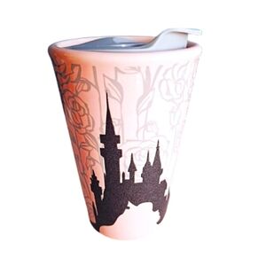 Disney Store Sleeping Beauty and Castle Ceramic Travel Tumbler 16 oz
